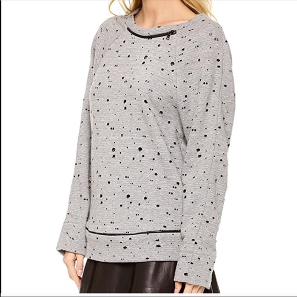 ROBERT RODRIGUEZ Distressed Sweatshirt Heathered Gray Zippers - Picture 7 of 8